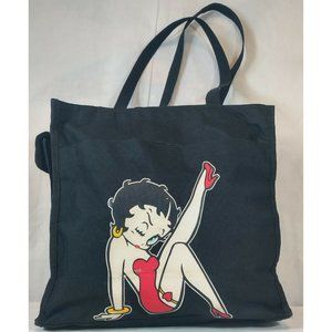 Betty Boop Black Canvas Tote Bag King, Features Classic Theme Lining,  12 x 13